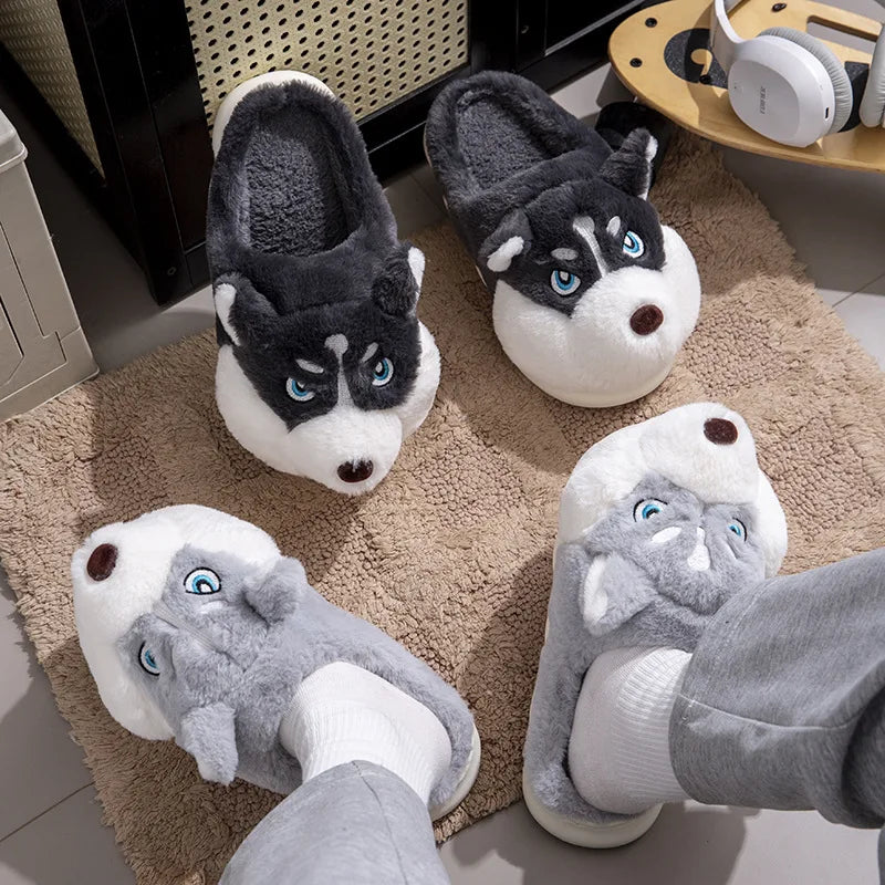 Cute Cartoon Dog Plush Slippers – Cozy Winter House Shoes