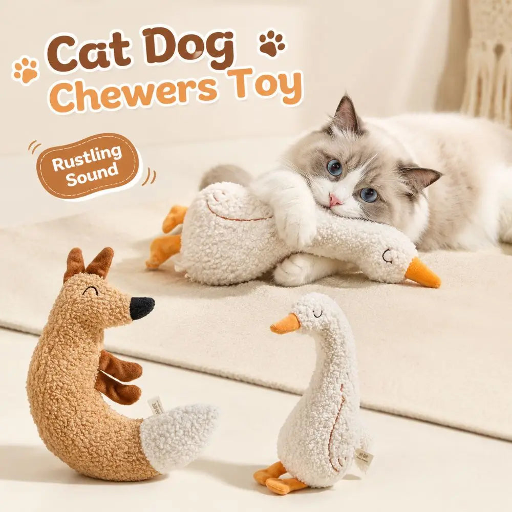Durable Goose Shape Cat Dog Chewers Rustling Sound Pet Teething Amusing Myself Cartoon Cat Interactive Relieve Boredom