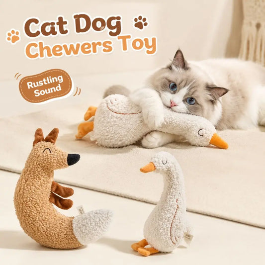 Durable Goose Shape Cat Dog Chewers Rustling Sound Pet Teething Amusing Myself Cartoon Cat Interactive Relieve Boredom