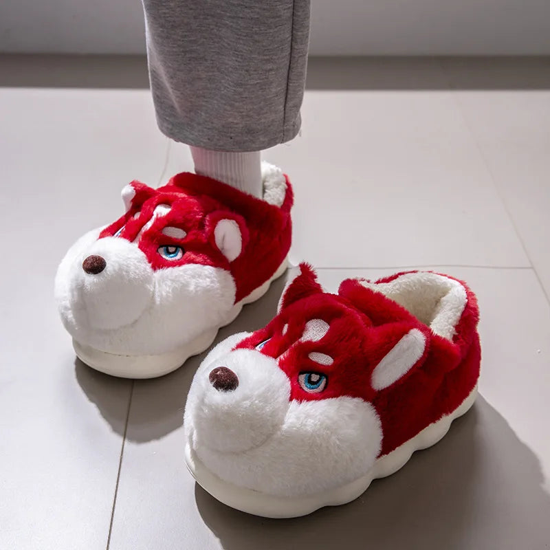 Cute Cartoon Dog Plush Slippers – Cozy Winter House Shoes