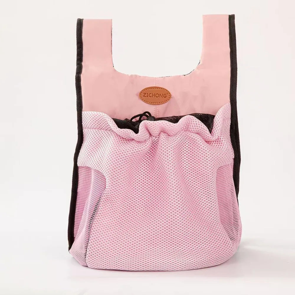Breathable Foldable Pet Backpack Double Shoulder Chest Carrier, Adjustable Puppy Transport Bag For Outdoor Walking Hiking