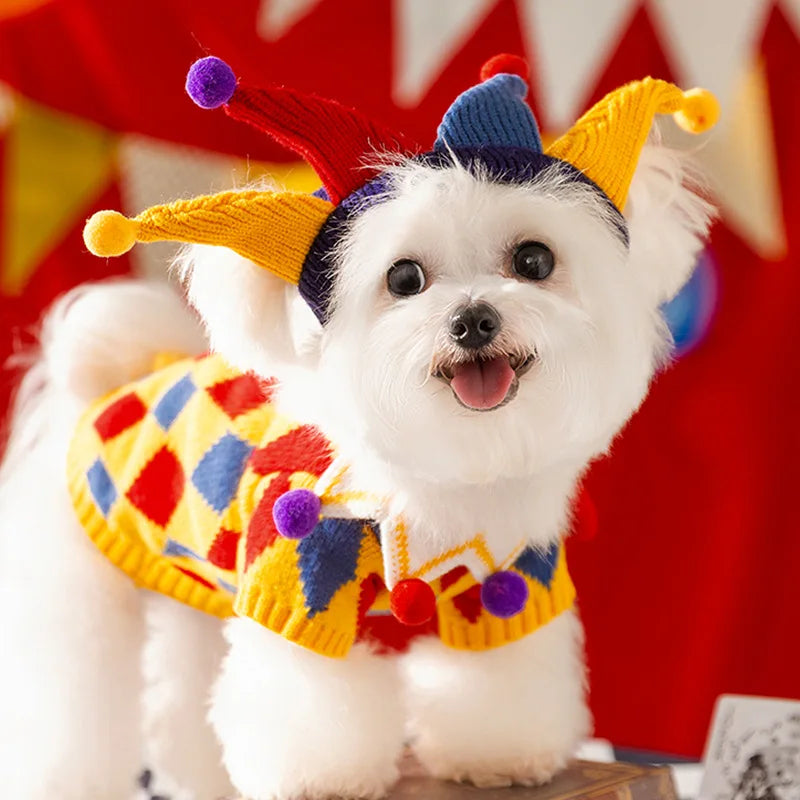 Funny Clown Dog Sweater – Halloween Costume & Cute Pet Dress-Up Outfit