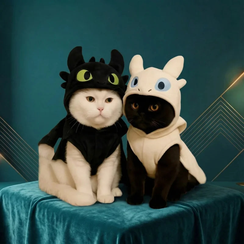 Little Devil Cat Dog Clothes Winter Warm Pet Costume Puppy Kitten Sweater Blue Outfit Anti Hair Loss Soft Fleece Autumn