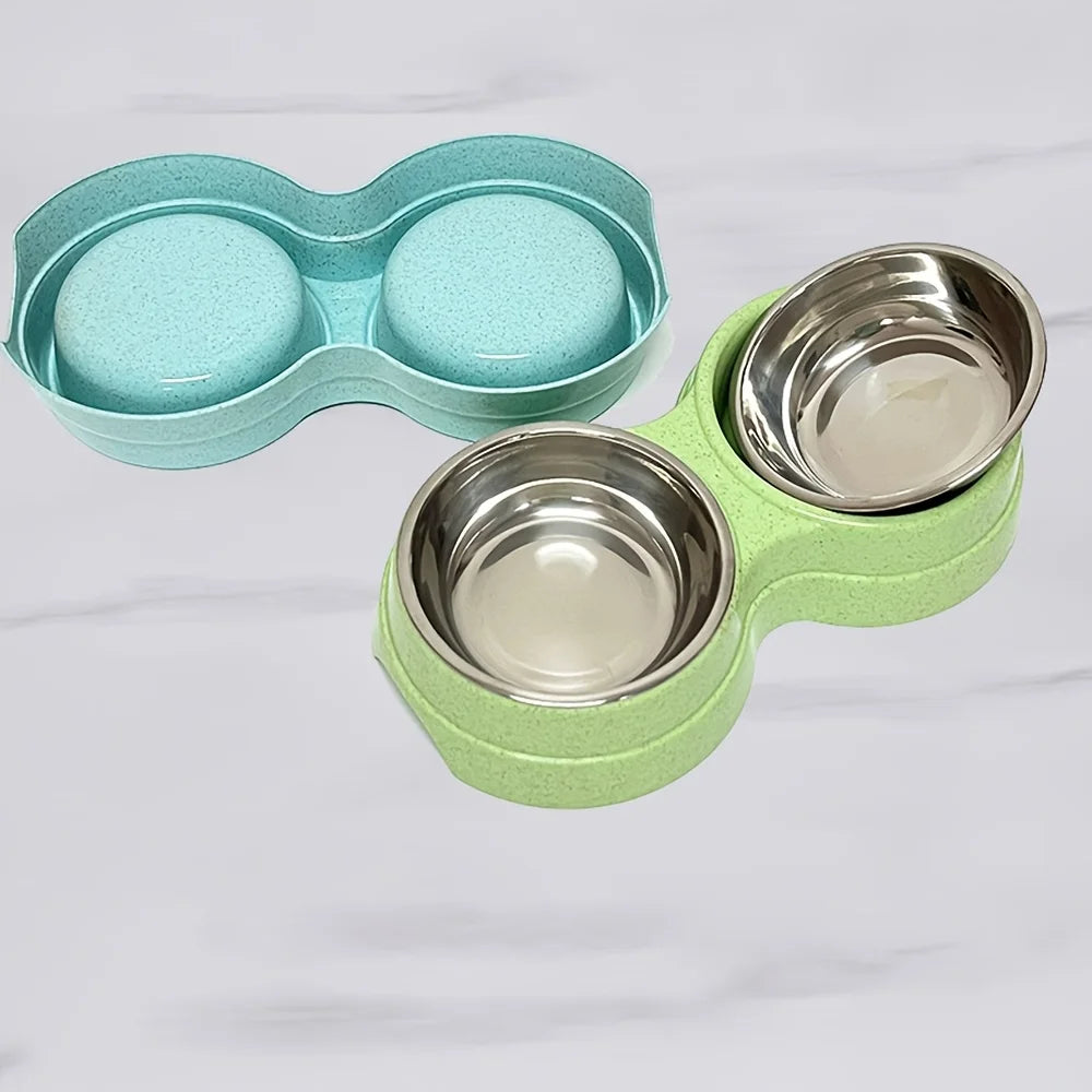 Double Stainless Steel Pet Bowls for Dogs & Cats