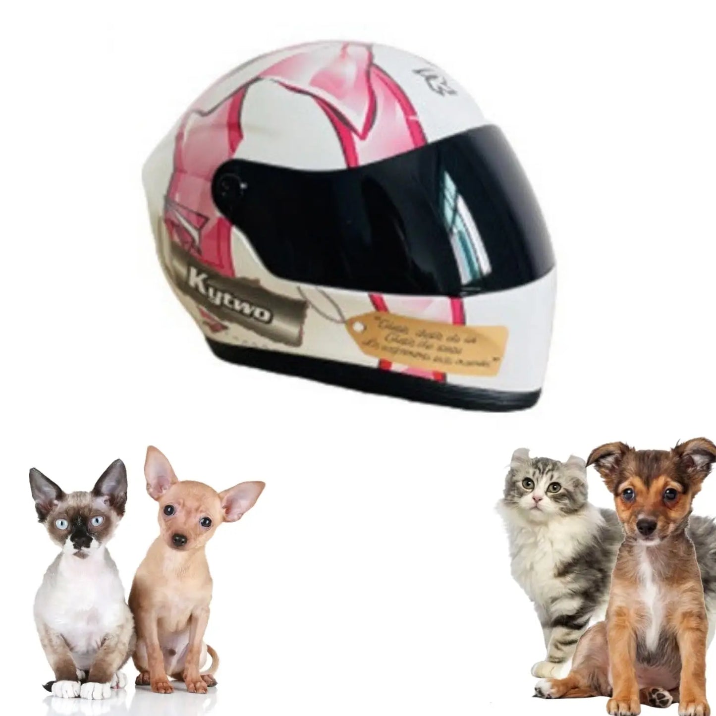 Cat Motorcycle Helmet Full Face Outdoor Riding Helmet Hat ABS Material Cat Dog Doggie Puppy Kitten Pet Supplies Racing PINK NEW