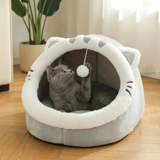 Plush Round Cat Bed – Cozy Soft Donut Bed for Cats & Small Pets