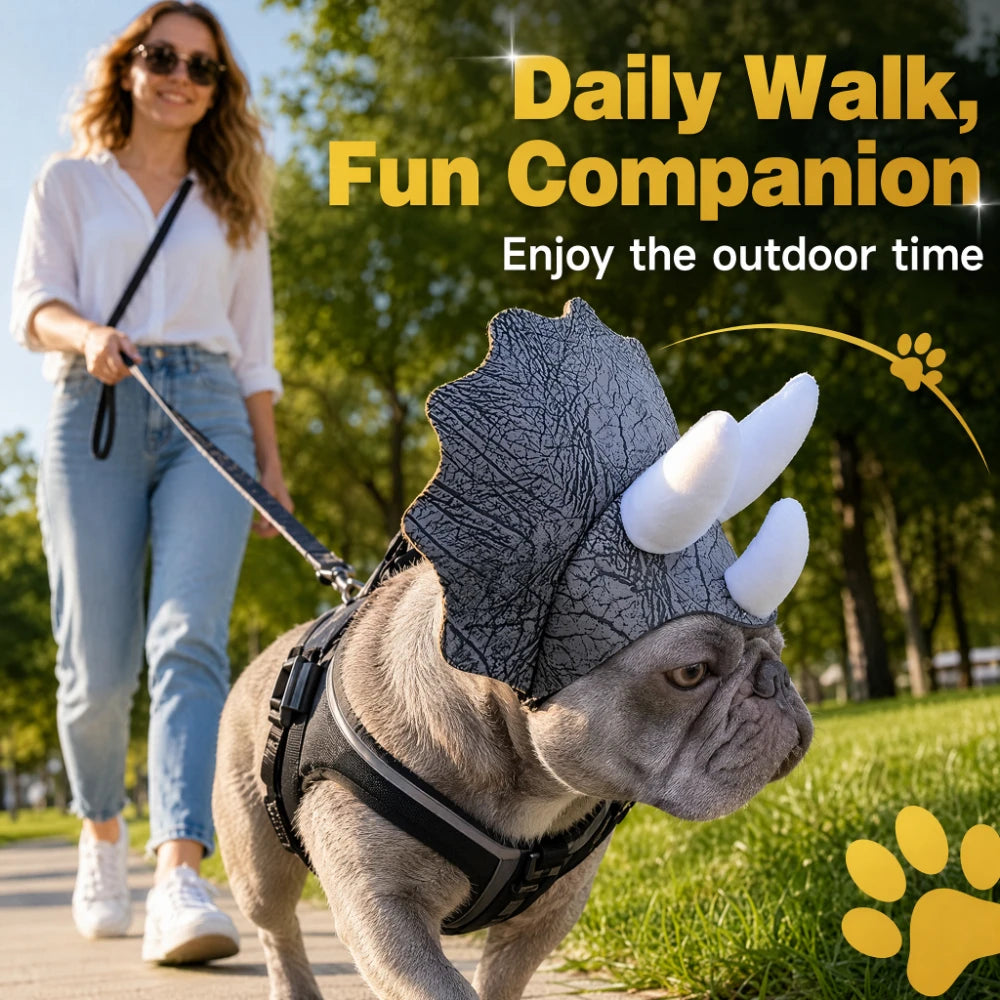Cute Triceratops Dinosaur Costume for Dogs – Halloween Pet Dress-Up Outfit