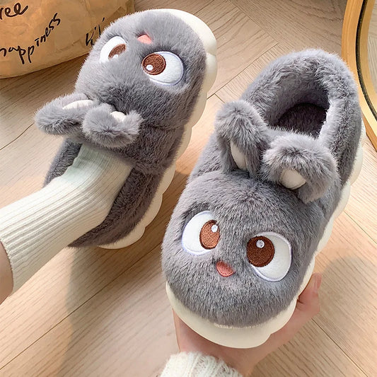 Women’s Pink Rabbit Plush Slippers – Cute Cozy House Shoes