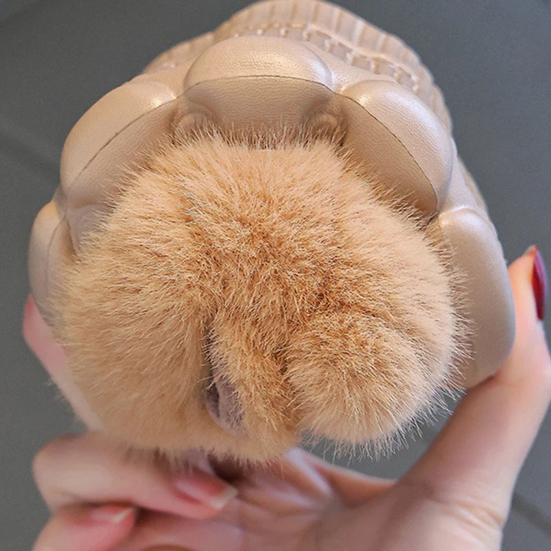 Kids’ Capybara Plush Slippers – Cute Cozy Winter House Shoes