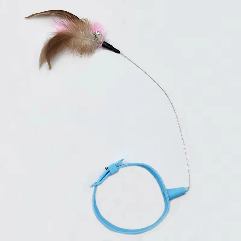 360-Degree Rotating Cat Teaser Toy with Dragon Totoro Design Steel Rod Fish Head with Bell for Cat Entertainment Cat Supplies