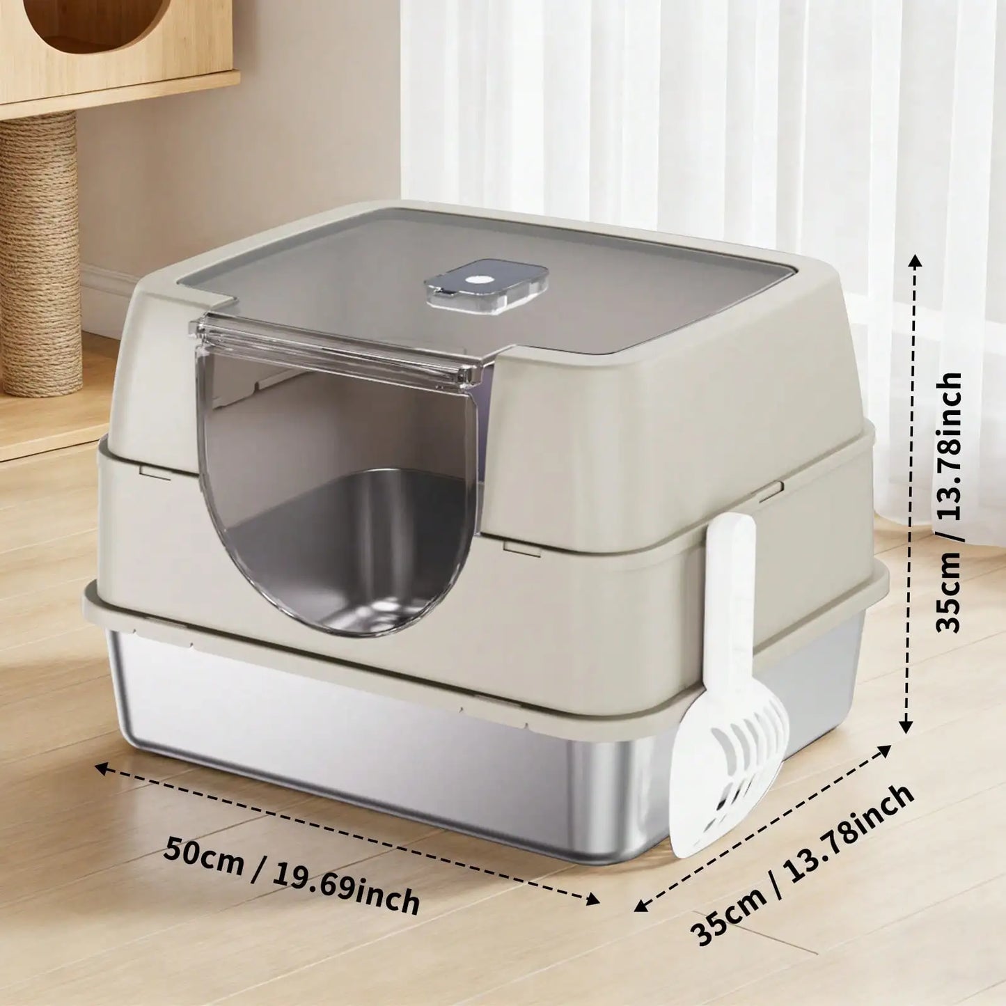 Large Stainless Steel Enclosed Cat Litter Box