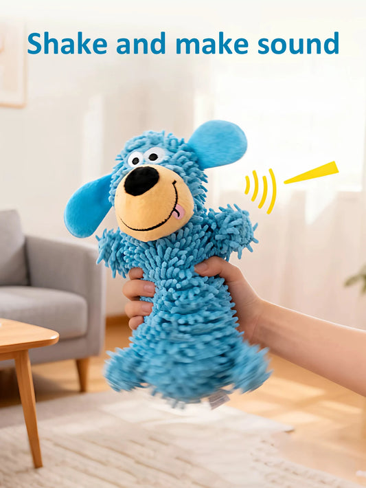 Squealing dog toy, mop toy, with sound and movement, blue self-entertainment toy, bite-resistant and teeth-grinding resistant, sound-making pet accessory for small dogs