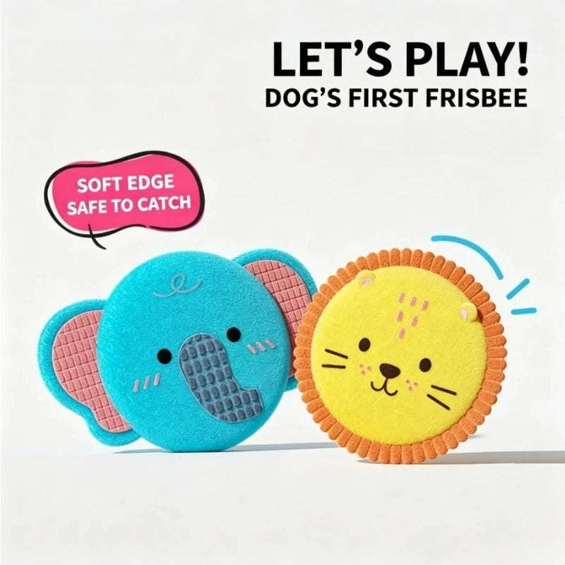 Dog Plush Toy Cartoon Flying Disc Toy Small Dog Teeth Grinding Toy Wear-resistant Bite-resistant Puppy Pet Product