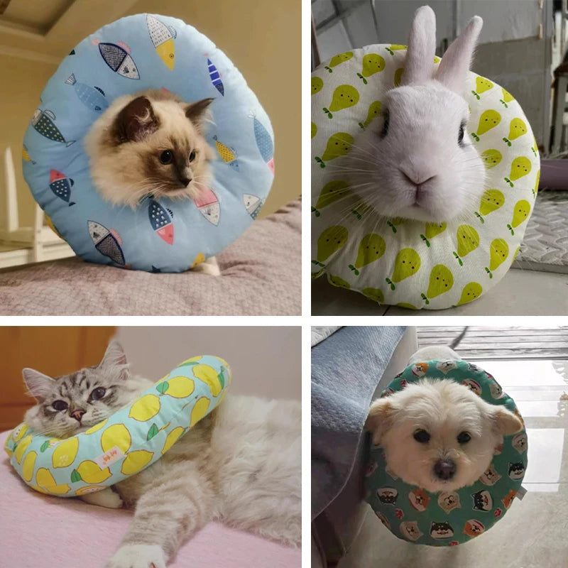 Adjustable Cat Recovery Collar Pet Soft Cone E-Collar Wound Healing Protective Cone After Surgery Elizabethan Collar for Cat Dog