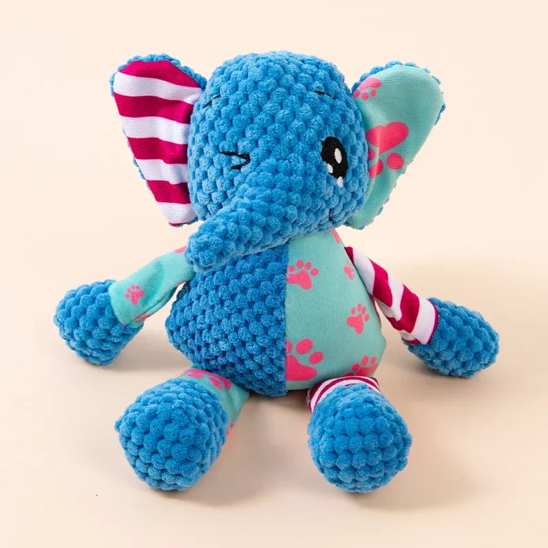Spliced Animal Plush Pet Toy Bite Resistant Squeaky Interactive Chew Toy Dog Cat Teeth Cleaning Daily Pet Supply