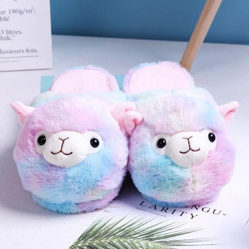 Cute Pink Pig Plush Slippers for Women – Cozy Fuzzy House Shoes