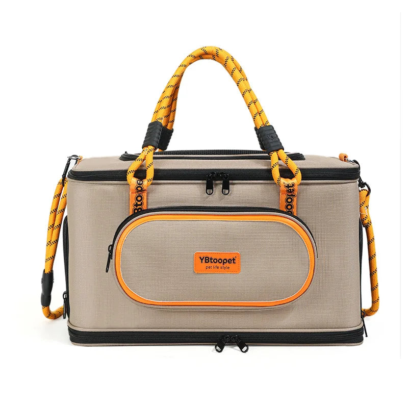 Outdoor Pet Carrier Bag, Water-Resistant Breathable Large Capacity Handbag, Convertible Leash Tote for Cats and Small Dogs