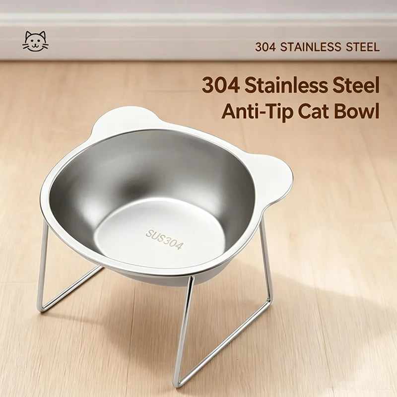 Stainless Steel Double Pet Bowl with Raised Stand