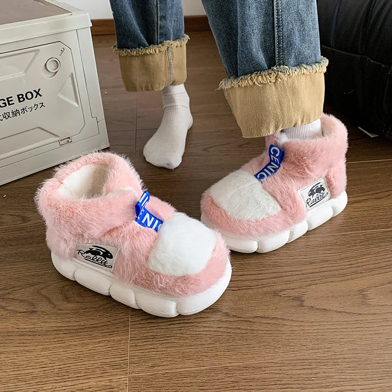 Women’s Purple Plush Platform Slippers – Cozy Winter House Shoes