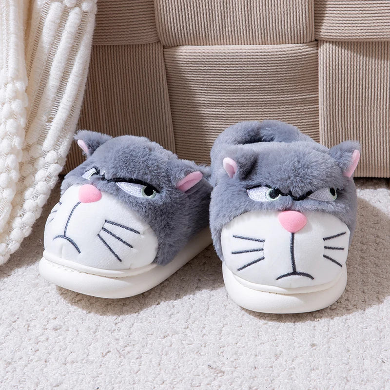Women’s Cat Plush Slippers – Cute Fuzzy Cozy House Shoes