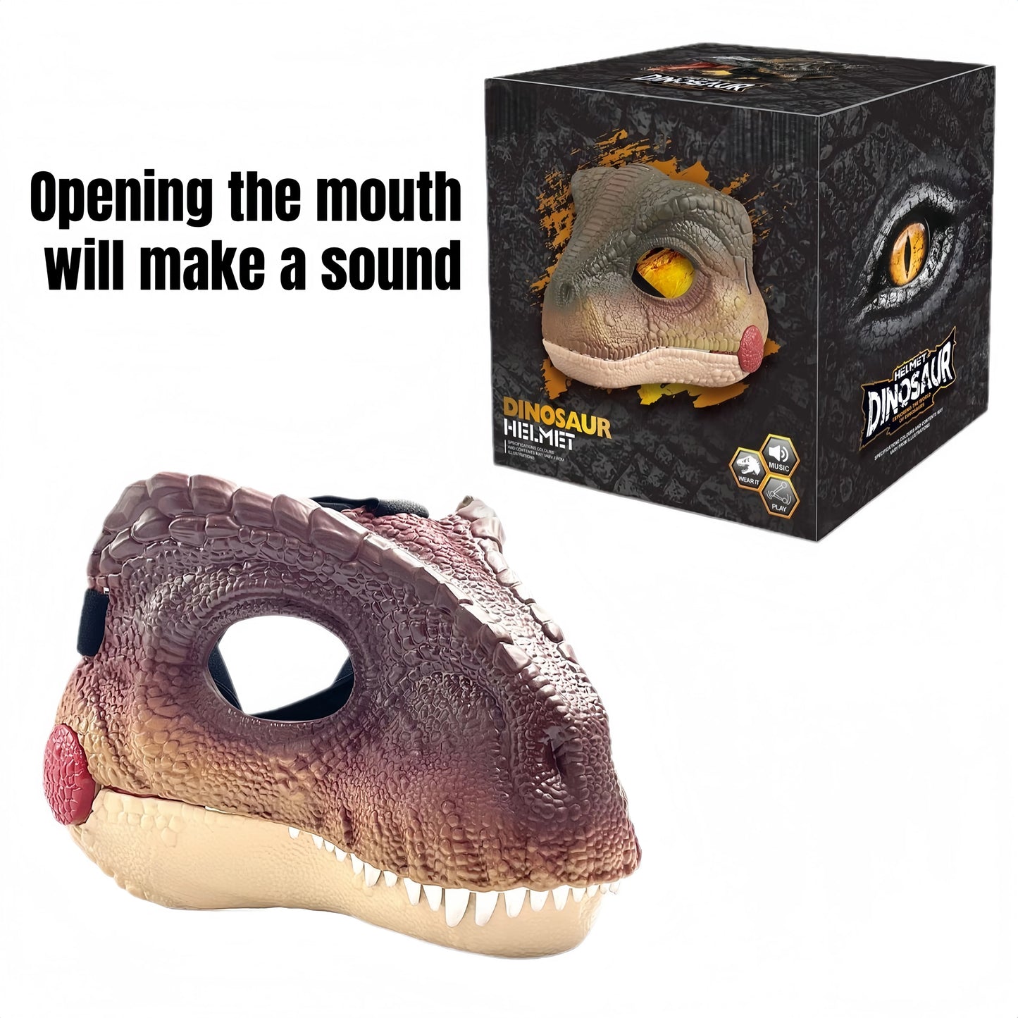 Dinosaur Mask Headgear That Can Feed and Make Sounds, Dog Headgear Mask, Pet Full Face Mask, Christmas Prank Headgear