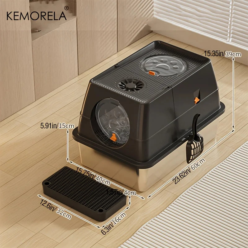 Stainless Steel Cat Litter Box with High Sides