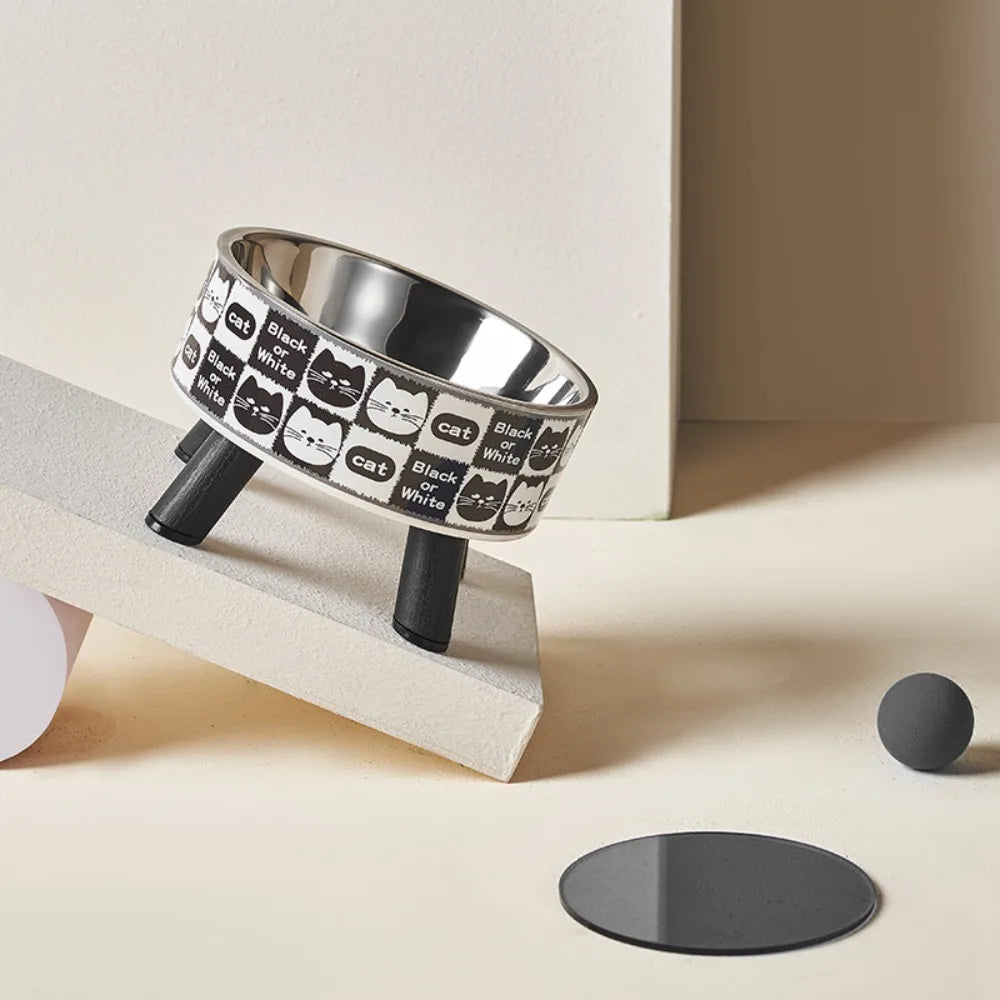 Elevated Stainless Steel Cat Bowl with Non-Slip Stand