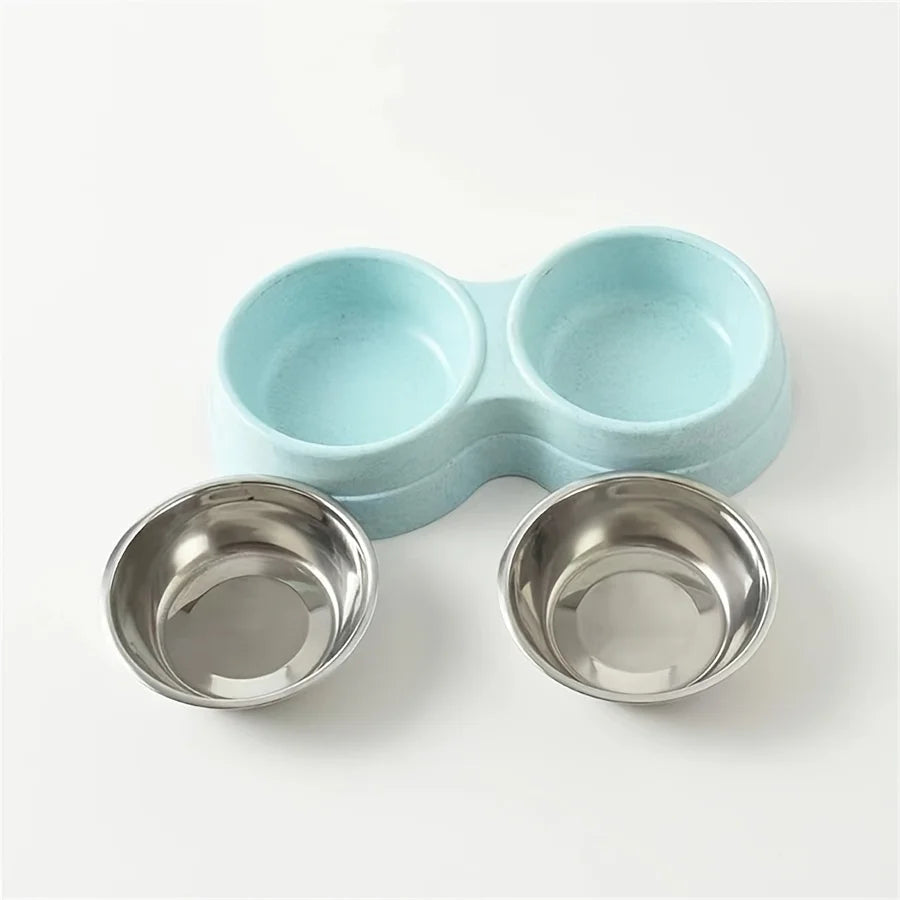 Double Stainless Steel Pet Bowls for Dogs & Cats