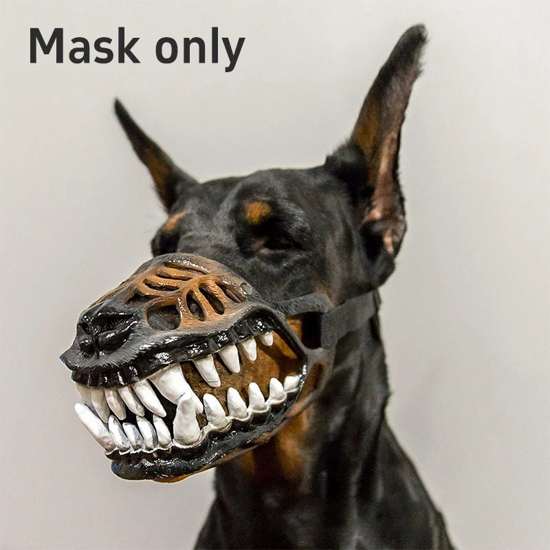Halloween Dog Muzzle Latex Scary Beast Mouth Mask Movable Teeth Pet Cosplay Costume Muzzle For Dogs Party Dress Up Accessories