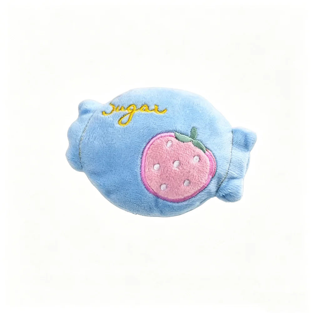 Cute Fruit Candy Plush Dog Toy with Squeaker Soft Washable Puppy Bite Toy Interactive Fetch Toy for Pets