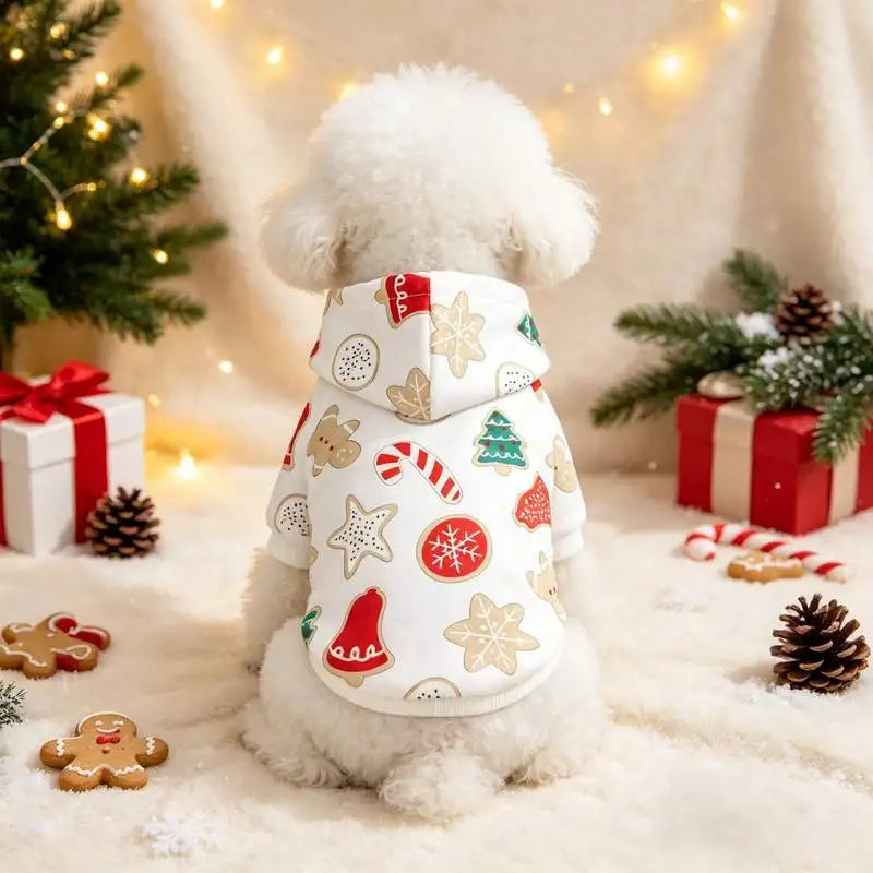 1 Pet Christmas Printed Hoodie Suitable for Cats, Dogs, Christmas Holiday Gift Outfit Matching