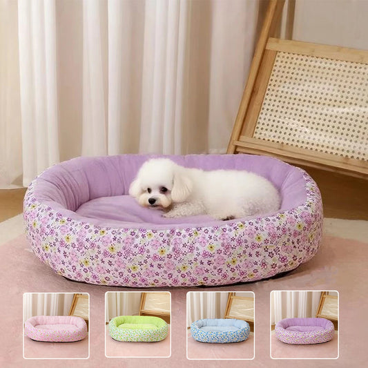 Floral Plush Dog Bed