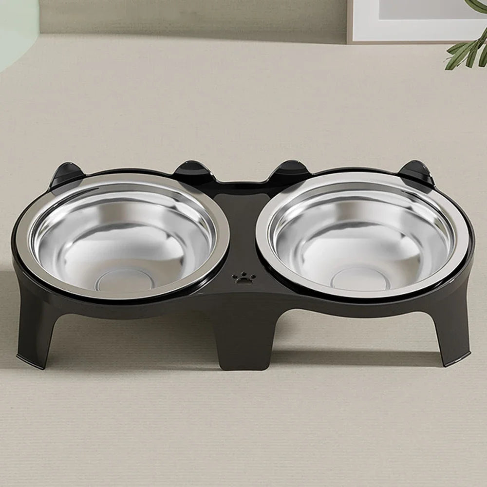 Anti-Tip Double Stainless Steel Pet Bowls for Dogs & Cats