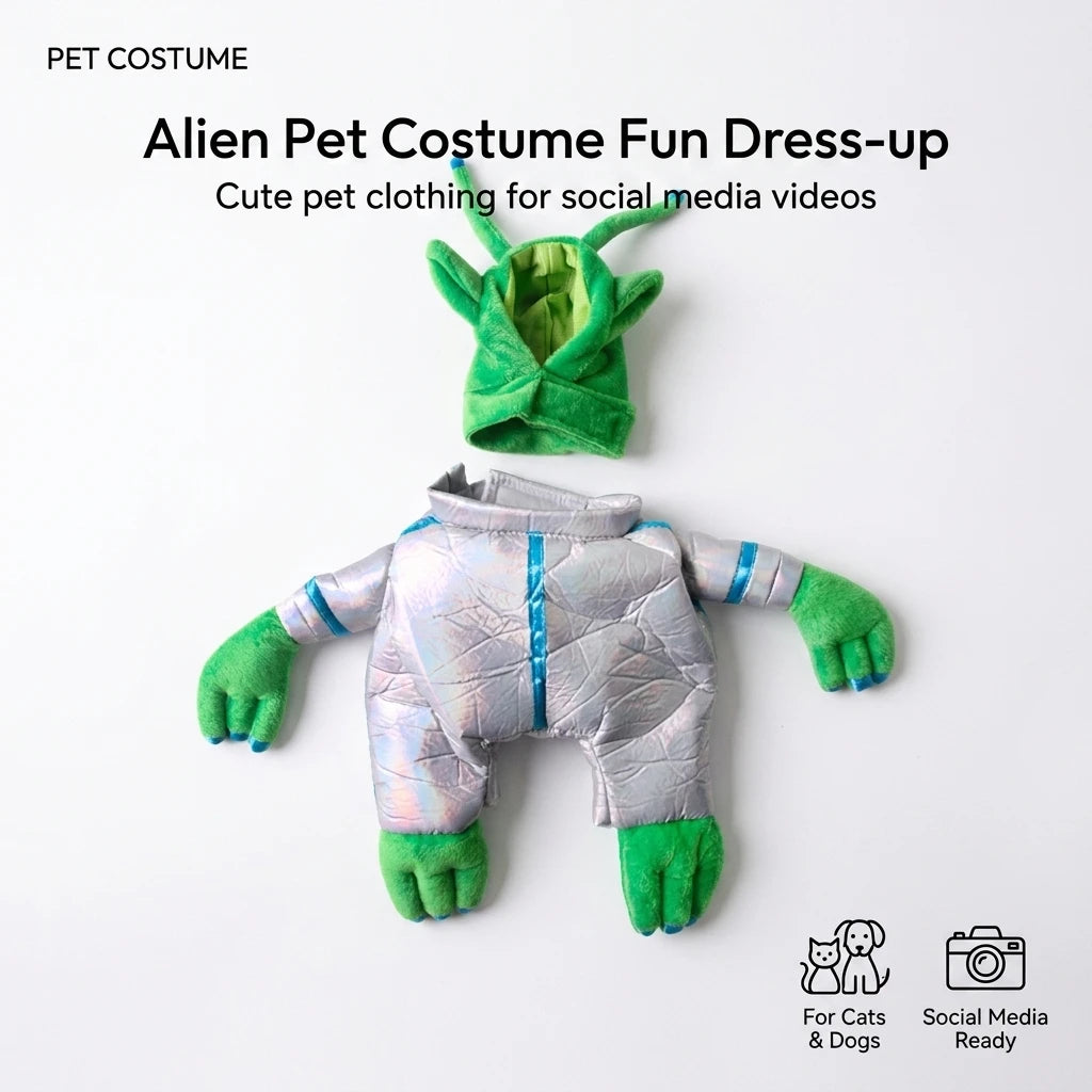 Funny Alien Halloween Costume for Dogs & Cats – Cute Space Pet Outfit