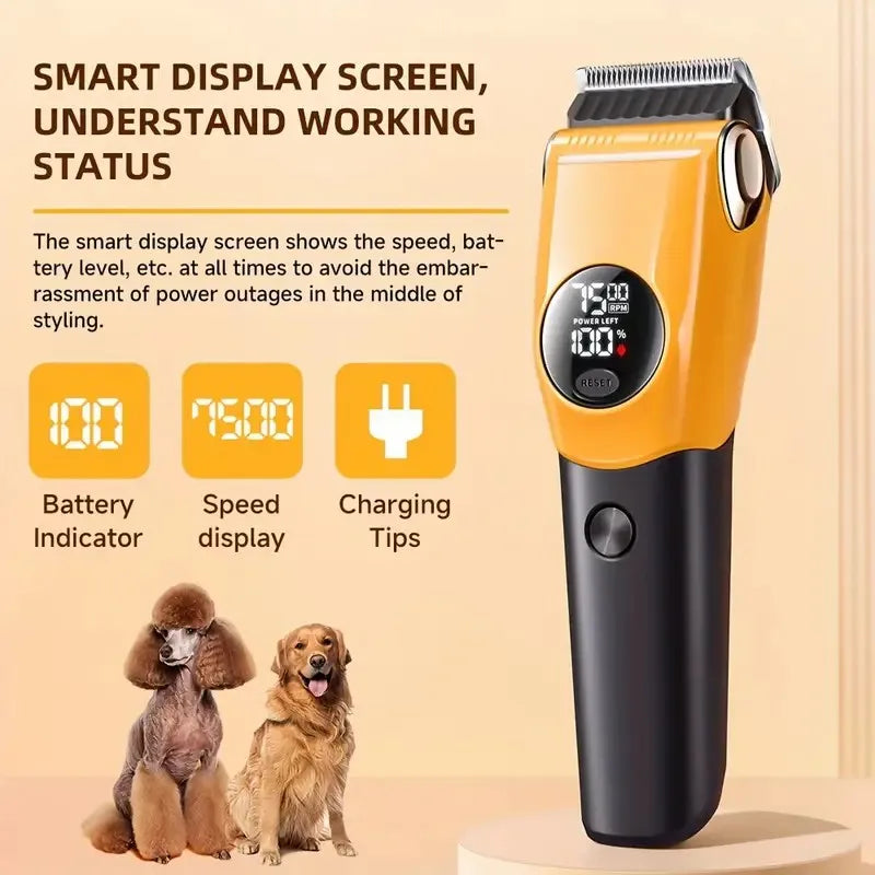 Pet Clipper Professional Dog Hair Trimmer Cat Grooming Shaver 7500/min LED Suitable for Large, Medium, and Small Pets Trimmers