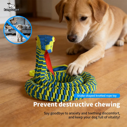 Durable Snake Shaped Dog Rope Toy Interactive Floating Pet Chew Toy for Teething Training Tug of War 3 Sizes