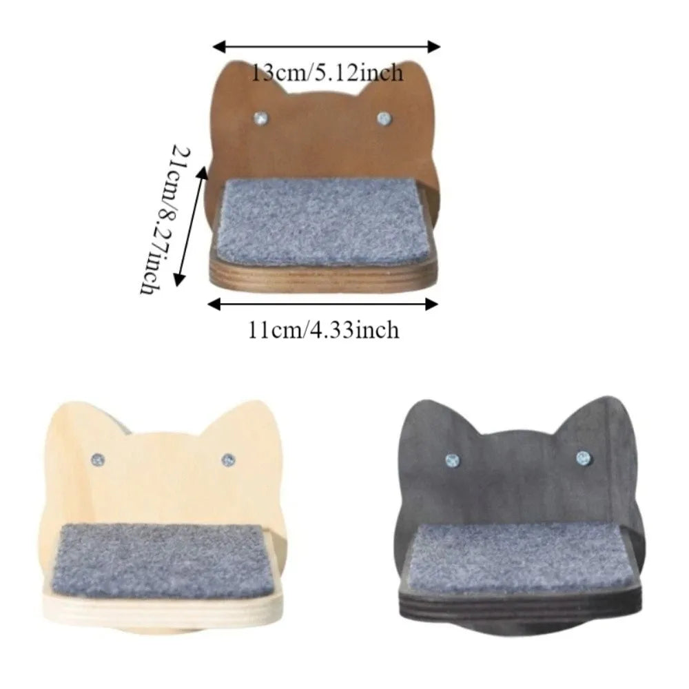 Wooden Cat Climbing Shelves Wear Resistant Scratching Pads Wall Mounted Cat Tree Floating Stairs Sturdy Cat Wall Shelves