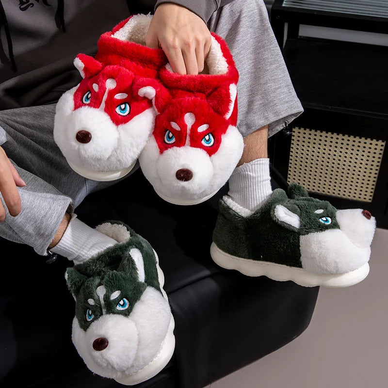 Cute Cartoon Dog Plush Slippers – Cozy Winter House Shoes