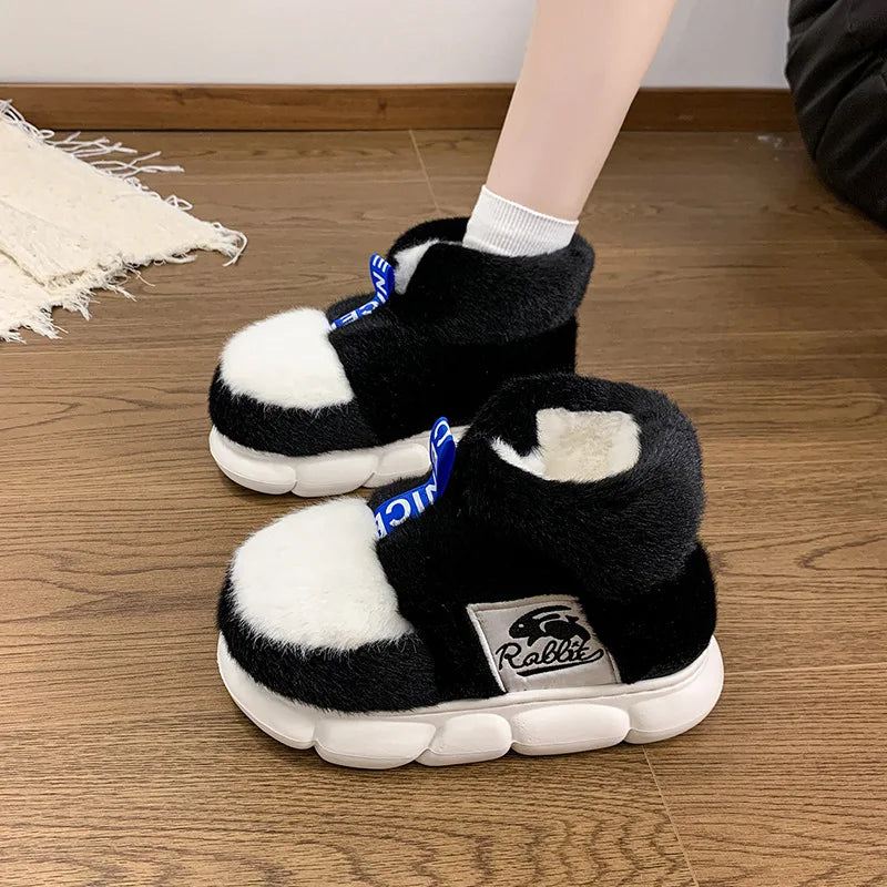 Women’s Purple Plush Platform Slippers – Cozy Winter House Shoes