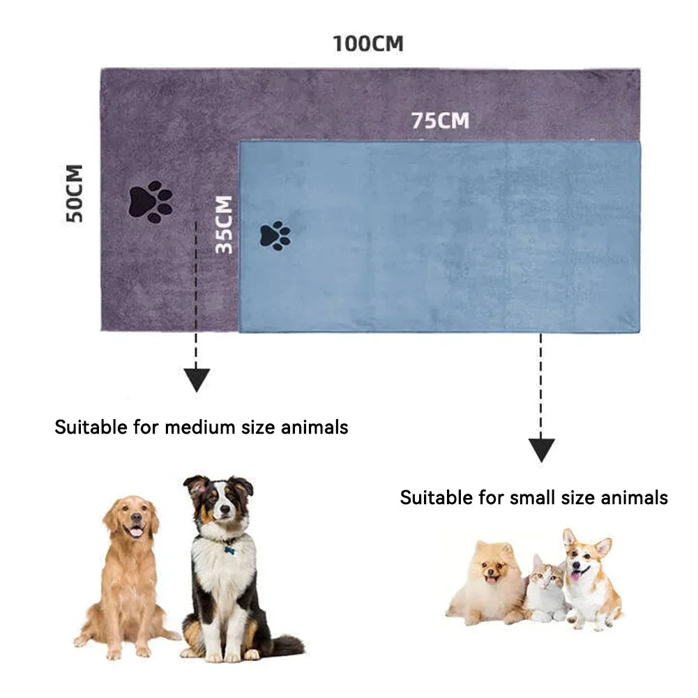 35*75cm/50*100cm Highly Absorbent Dog Towels Breathable Microfiber Pet Grooming Towel Fast-Drying Super Soft Pet Cloth
