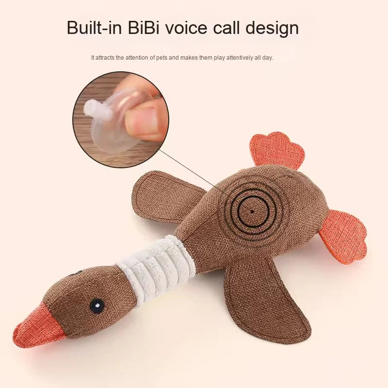 Eco - Friendly Plush Duck Dog Toy with Squeaker for Chewing and Teething - Interactive Pet Supplies Cat Dog Toys