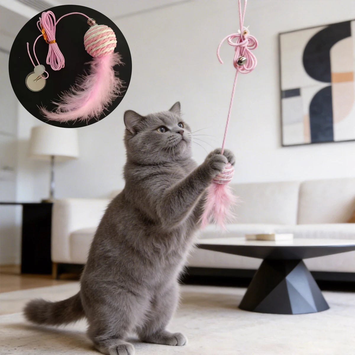 New Type Of Electric Cat Toy with 2 Ropes Smart Hanging Door Auto Swing Feather Toy A Self-entertainment And Cat-teasing Wonder