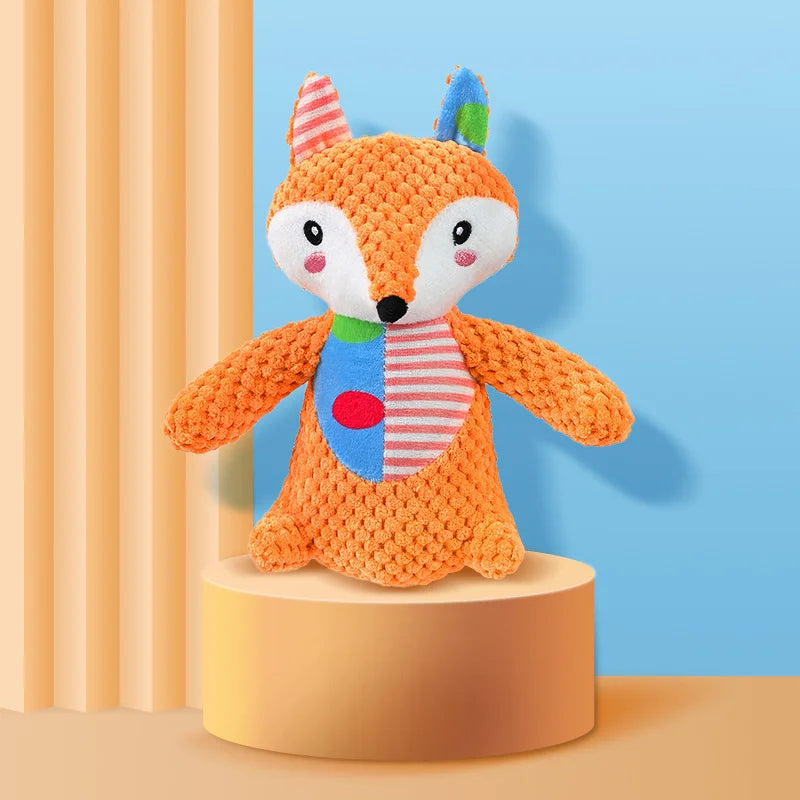Spliced Animal Plush Pet Toy Bite Resistant Squeaky Interactive Chew Toy Dog Cat Teeth Cleaning Daily Pet Supply
