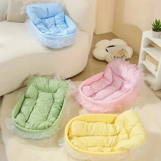 Macaron Cozy Dog Bed – Soft Plush Pet Nest for Dogs & Cats