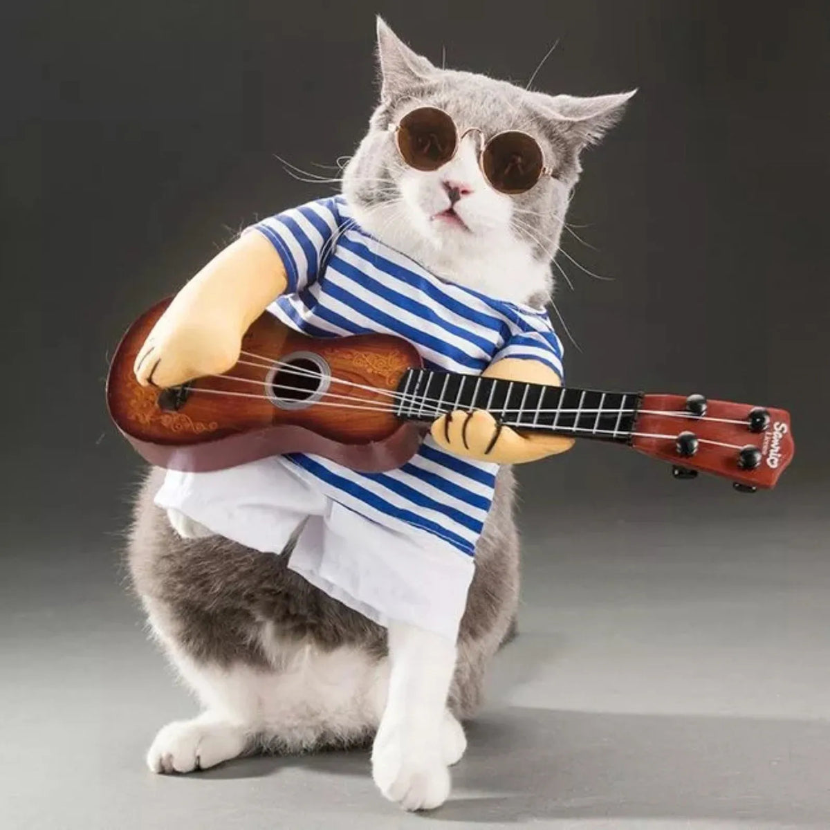 Funny Guitar Player Dog Costume – Rock Star Musician Pet Outfit