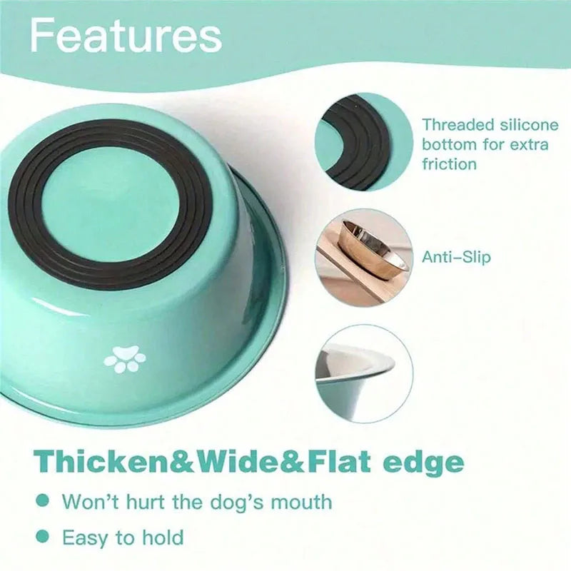 3-Piece Stainless Steel Pet Bowl Set for Dogs & Cats