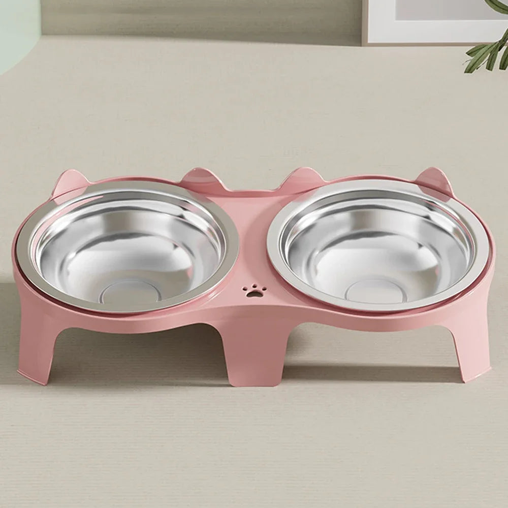 Anti-Tip Double Stainless Steel Pet Bowls for Dogs & Cats