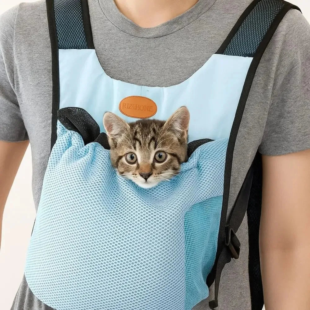 Breathable Foldable Pet Backpack Double Shoulder Chest Carrier, Adjustable Puppy Transport Bag For Outdoor Walking Hiking
