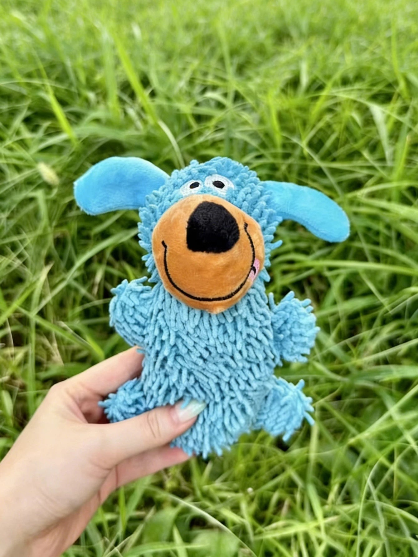 Squealing dog toy, mop toy, with sound and movement, blue self-entertainment toy, bite-resistant and teeth-grinding resistant, sound-making pet accessory for small dogs