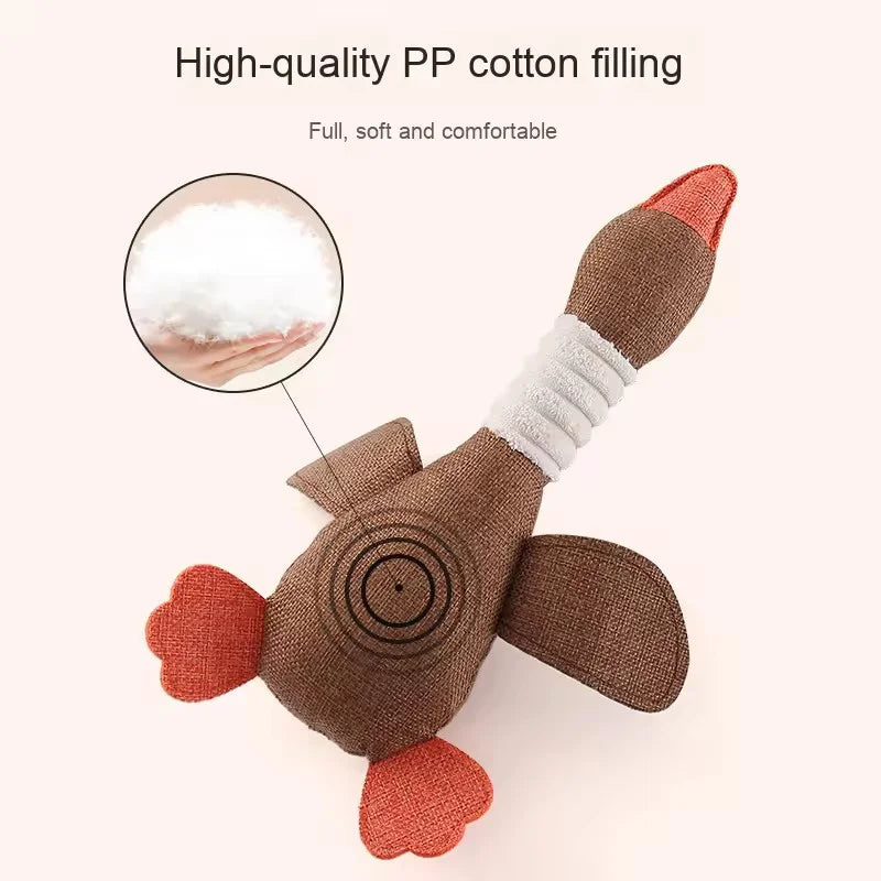 Eco - Friendly Plush Duck Dog Toy with Squeaker for Chewing and Teething - Interactive Pet Supplies Cat Dog Toys